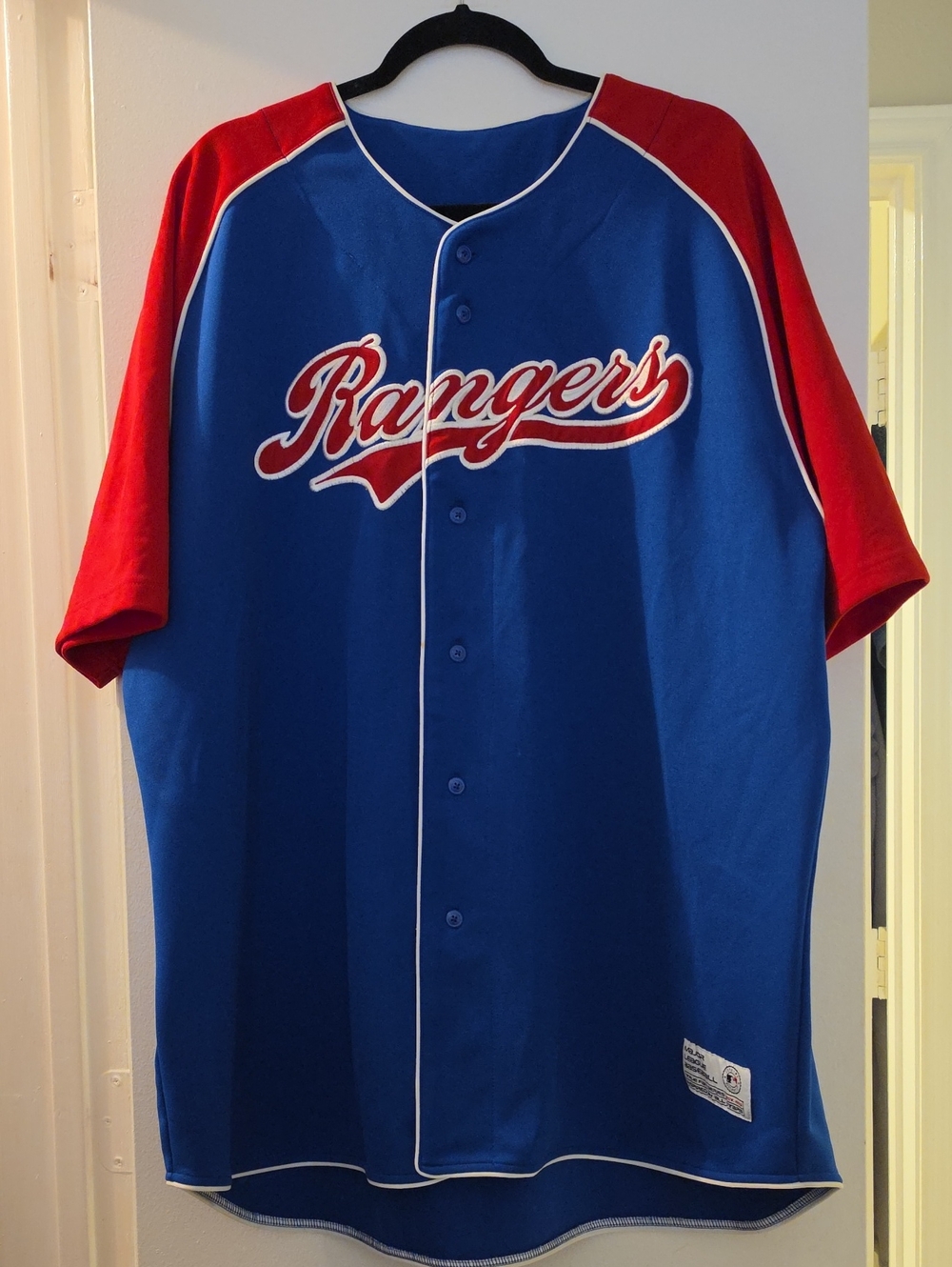 Rangers Men's Button-Front Baseball Jersey - Blue/Red